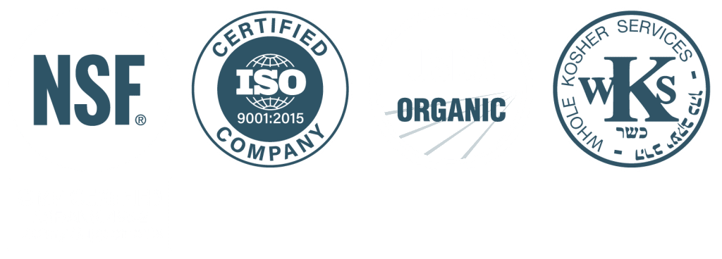 NSF Certificate; ISO 9001; USDA Organic; Certified Kosher